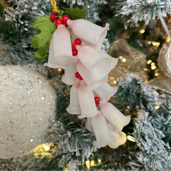 Vintage Other - Vintage Frosted Bell Cluster Christmas Ornament 10” Inches Long Holly Leaves